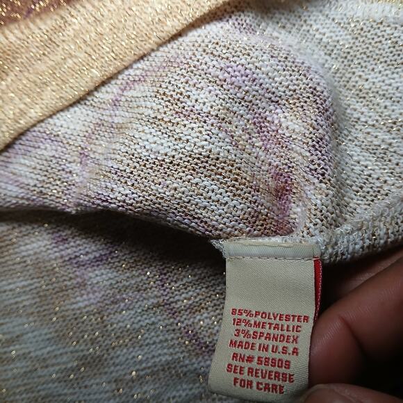 Reba Women’s Top L Large Boho Fairy Paisley Ombre Tunic Shirt Glitter Long - Picture 7 of 8